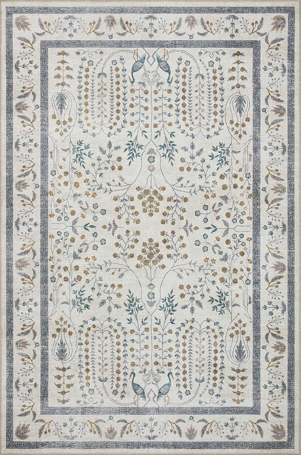 Loloi Rifle Paper Co. Maison Collection MAO-05 Wisteria Cream 5′-0″ X 7′-6″, .19