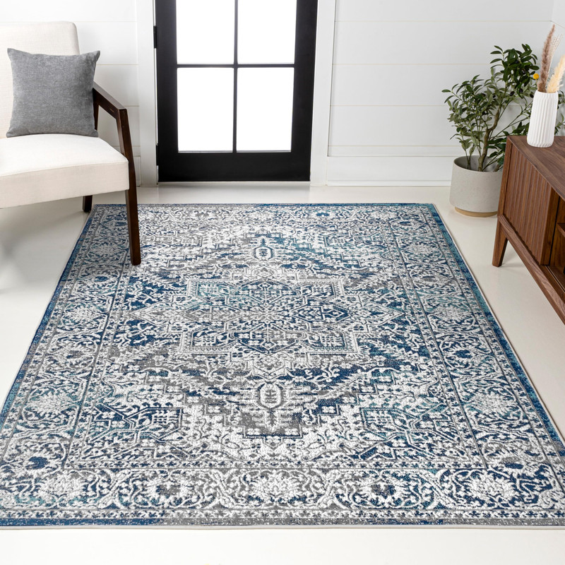 Jonathan Y Modern Vintage Medallion Navy/Light Gray Indoor Area Rug 3X5 Country