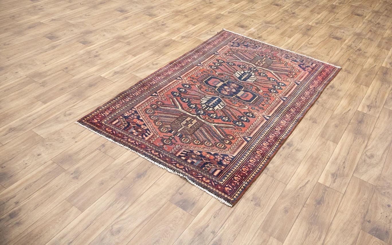 Semi-Antique Distressed Floral Classic Oriental Wool Rug Entryway Carpet 4×7 Ft