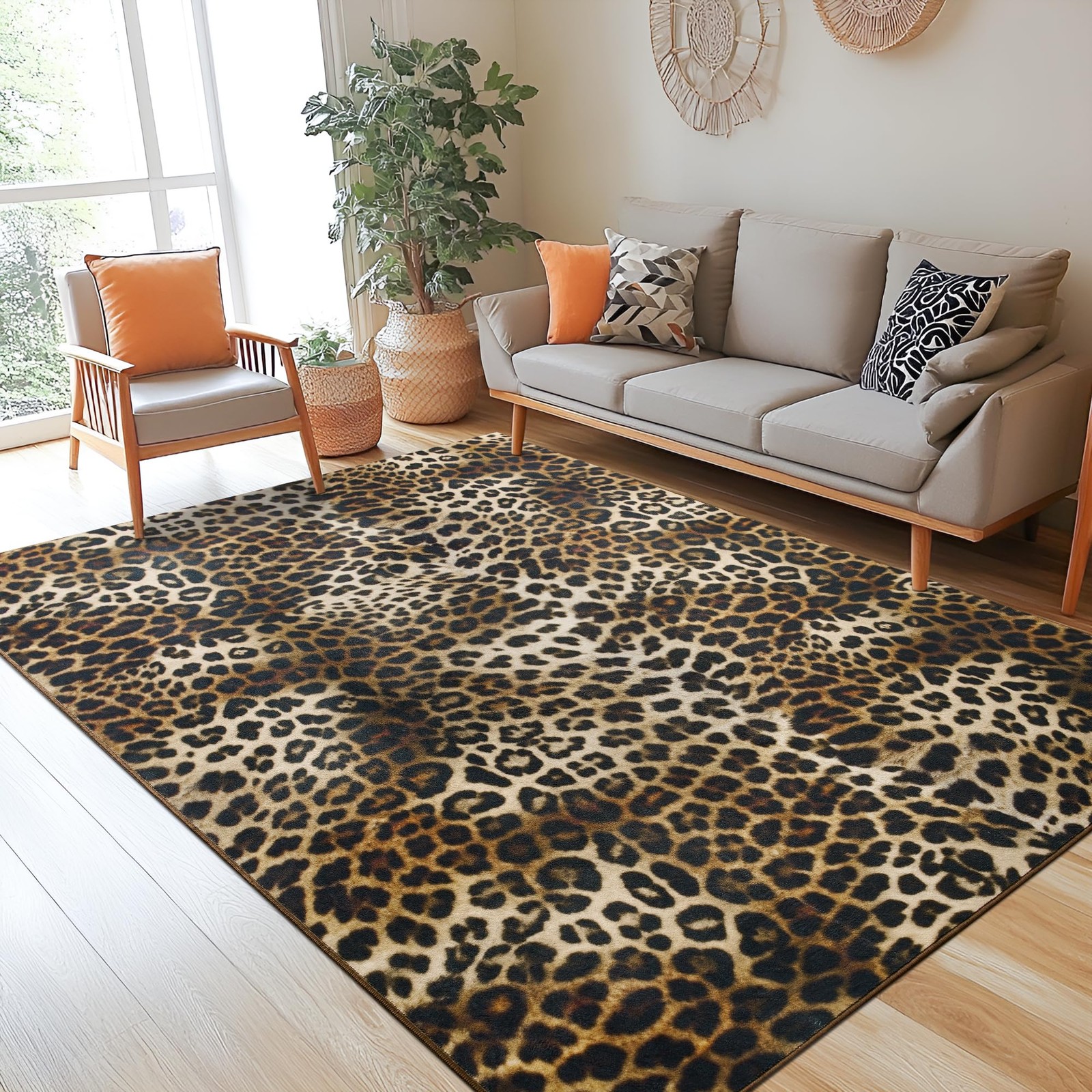 Foxmas Leopard Area Rugs For Living Room 4X6 Feet Machine Washable Cheetah