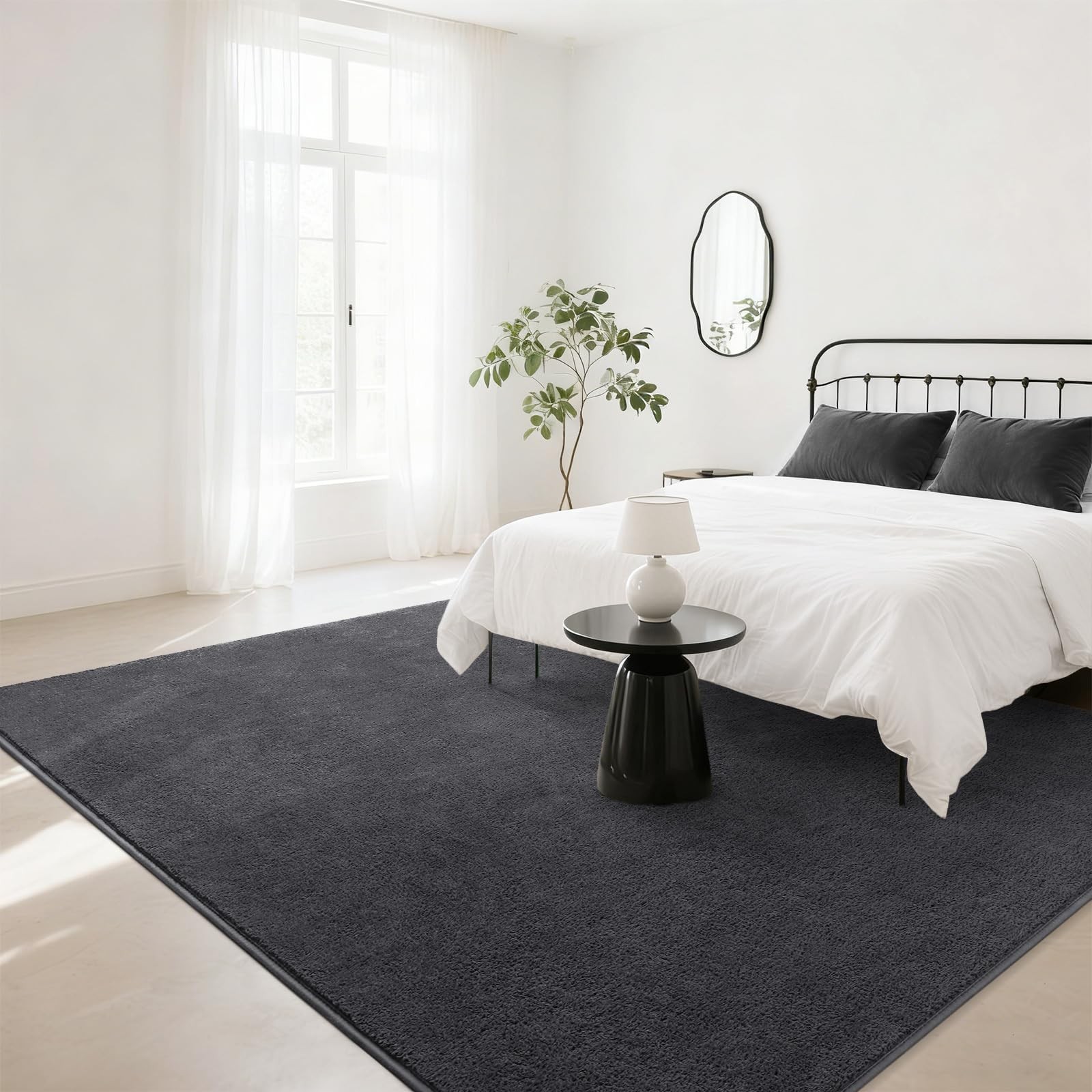 B BENRON 4×6 Dark Grey Minimalist Area Rug for Living Room Bedroom Soft Washable