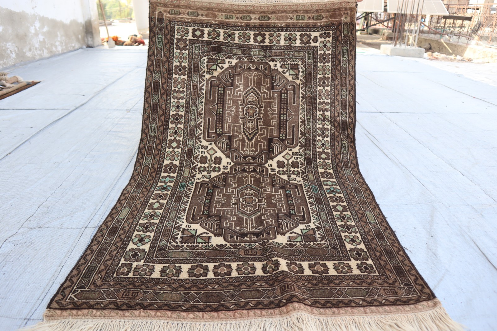 3×5 Antique Caucasian Rug, Hand Knotted Wool Distressed Faded Rug, Bedroom Rug