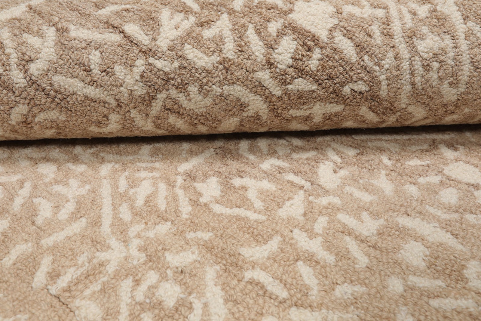 Multi Size loomBloom Hand Hooked Wool All Over Oriental Style Tan Ivory Area Rug