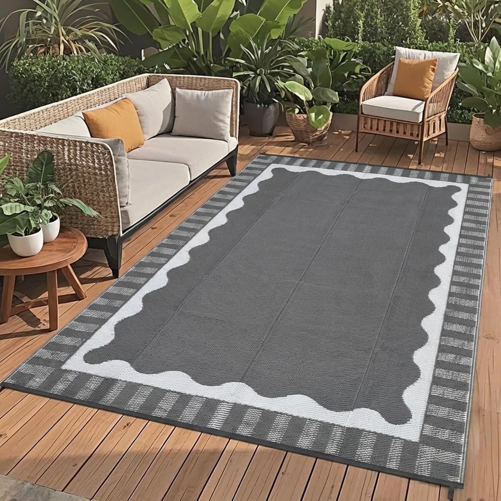 Multiple Outdoor Rug RV Mat Reversible Carpet Mat fr Patio Camping Backyard Deck