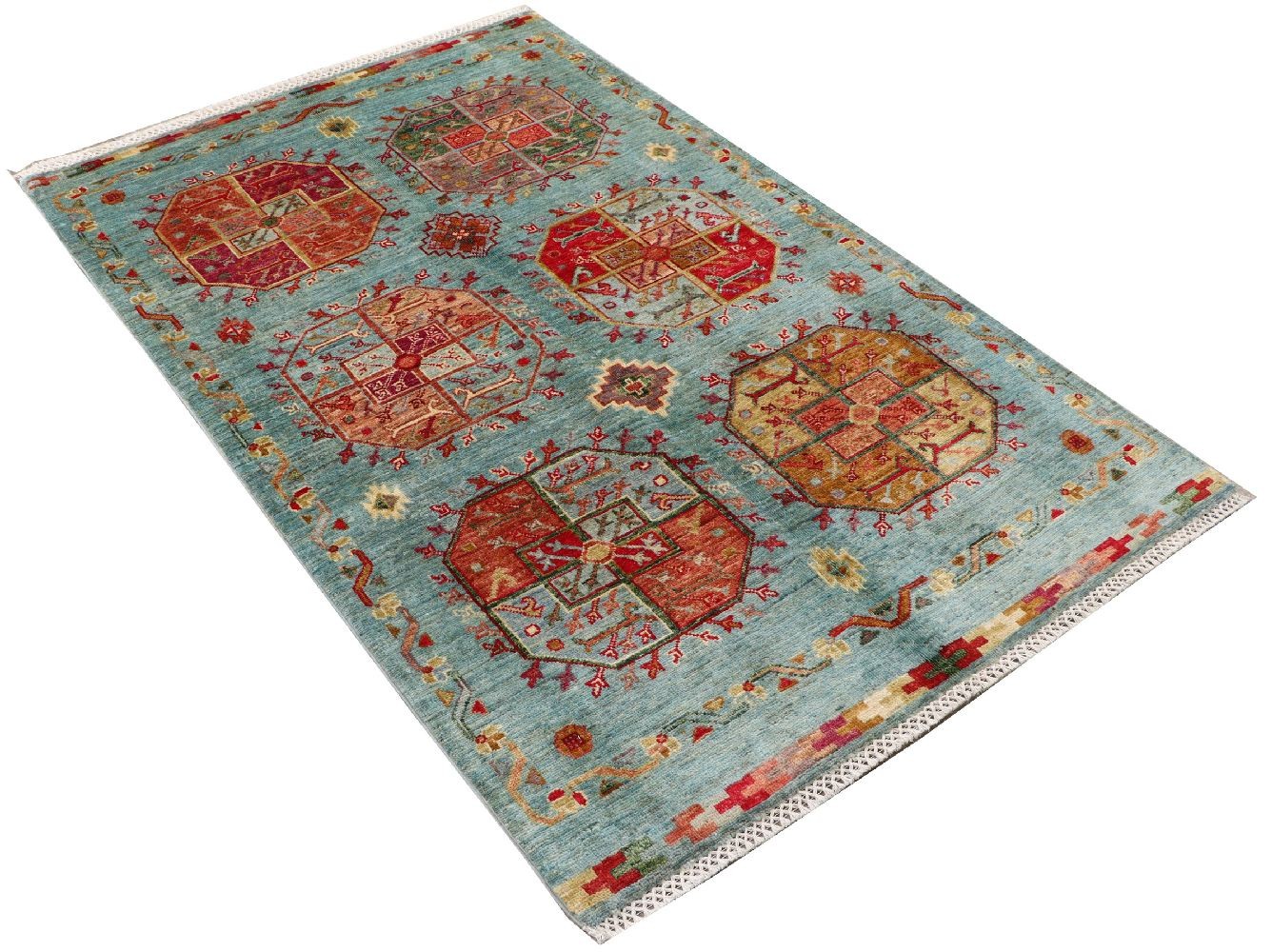 Ziegler Ariana Elephant Foot Carpet 100×140 Hand-knotted Blue Geometric