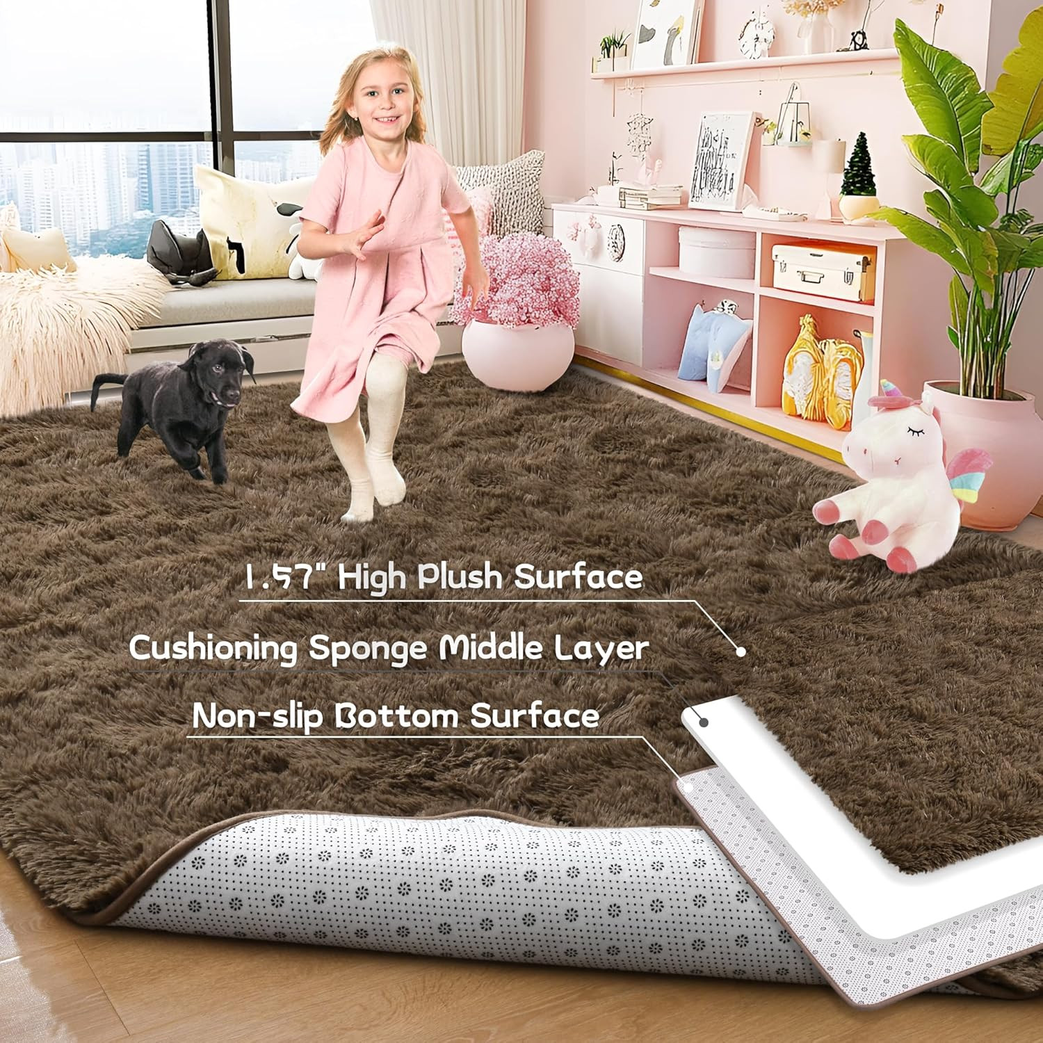 Soft Fluffy Area Rugs for Bedroom Kids Room Plush Shaggy Nursery Rug Furry Throw