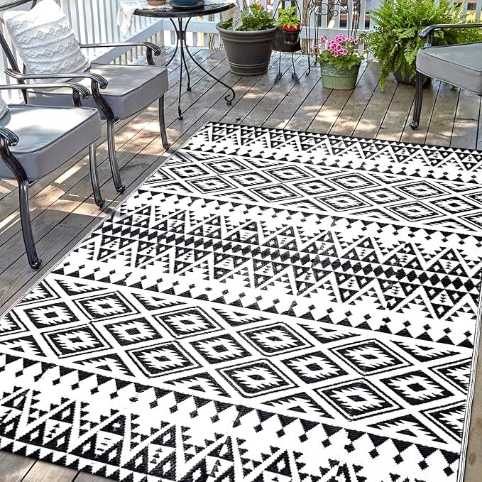 Waterproof Outdoor Rug 5x8ft Bohemia Reversible Plastic