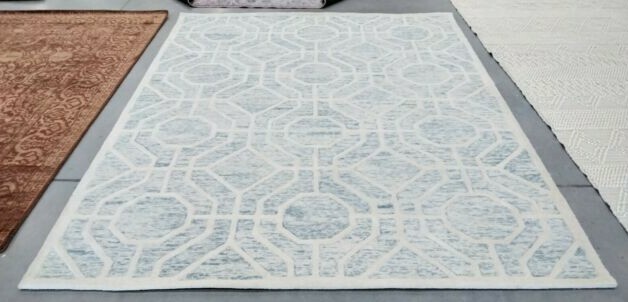BLUE / IVORY 8′ X 10′ Pulled Threads Rug, Reduced Price 117270522 CAM726B-8
