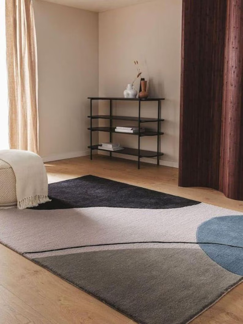 Handmade Tufted Wool Rug Geometric Design Handmade Carpet Living room bedroom
