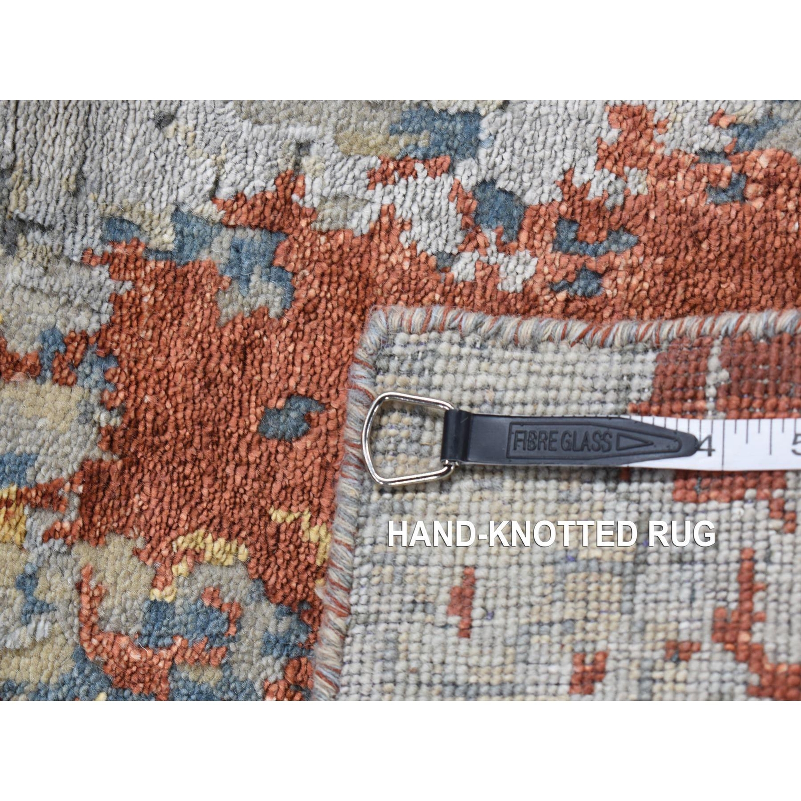 2’6″x5’10” Gray Wool and Silk Abstract Design Hand Knotted Runner Rug R87351