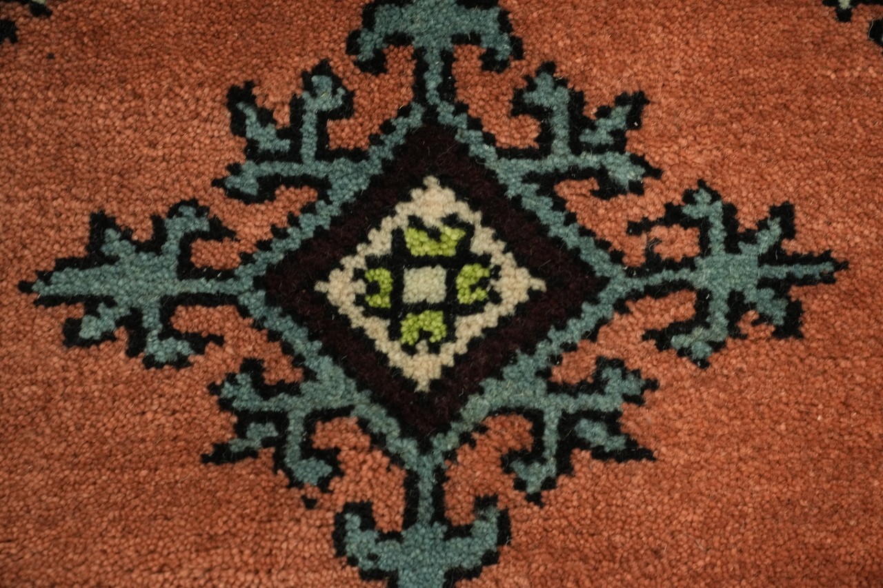 Eclectic Style Area Rug 4×8 with Design in Medallion Oranges & Light Green Hues