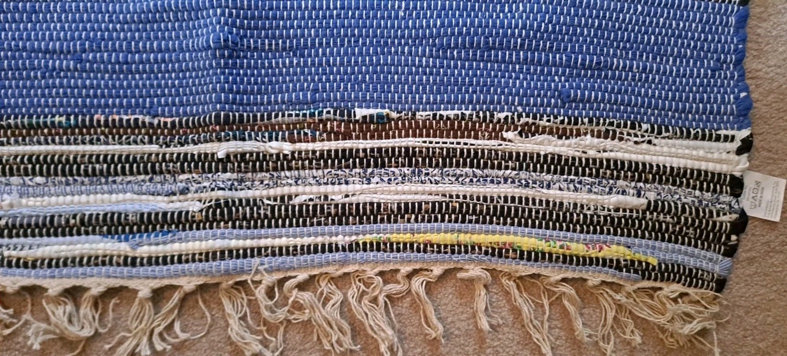 Rag Rug Weave 3′ x 5′ Cotton Flat Weave Multicolor Made In Indonesia New Fringes