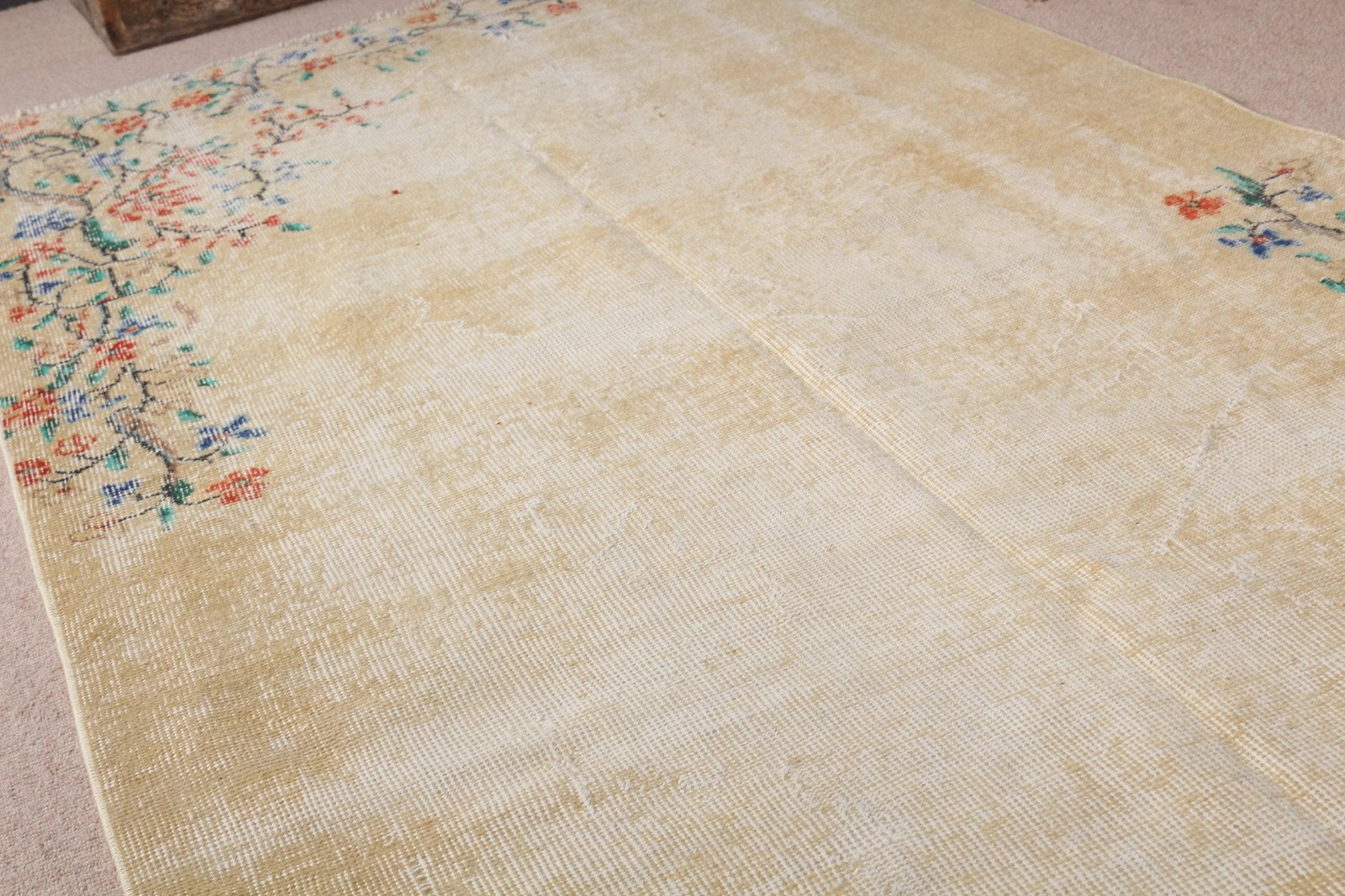 4,3×7,5 ft Rug, Area Turkish Rug, White Moroccan Rug