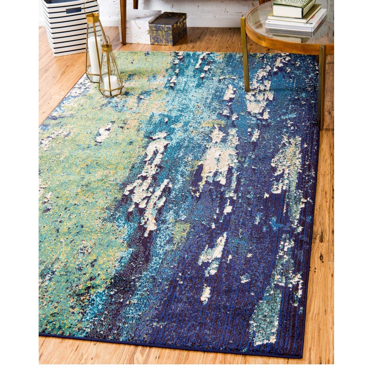 Unique Loom Estrella Collection Distressed, Landscape, Abstract, Modern, Earth