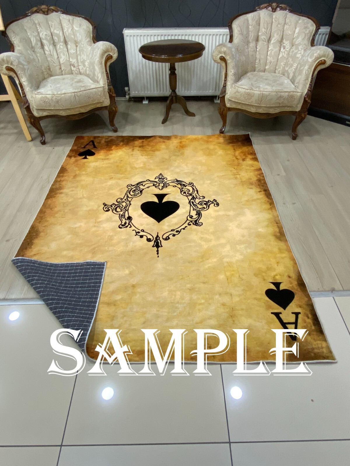 Card rug, play card rug, lucky card rug, play card themed rug, gree rug