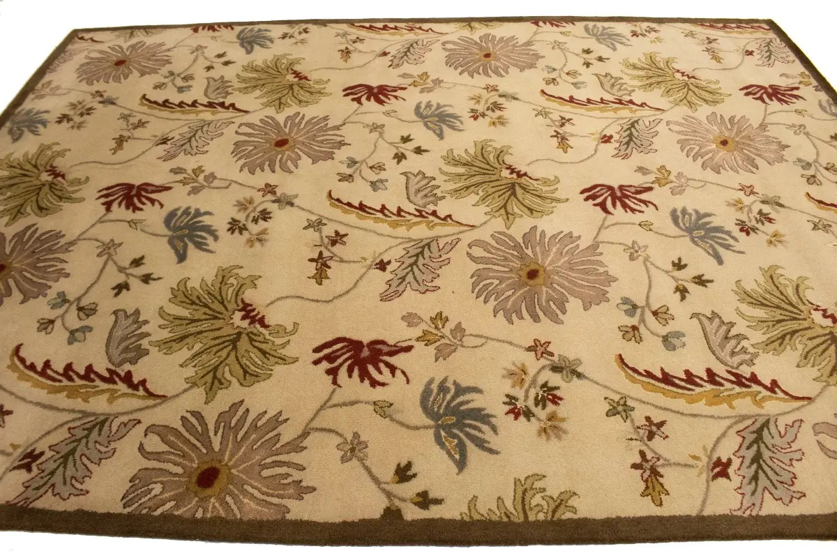 Hand-Tufted Floral Modern Wool Rug Plush Oriental Living Room Carpet 8X11 ft
