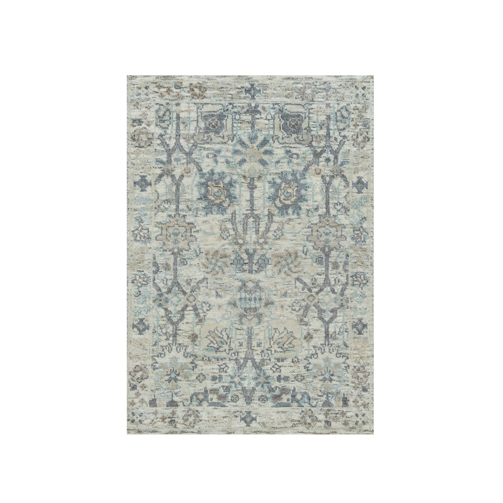 2’x3’1″ Ivory Tebraz Vase Pomegranate Silk and Wool Hand Knotted Mat Rug R90253