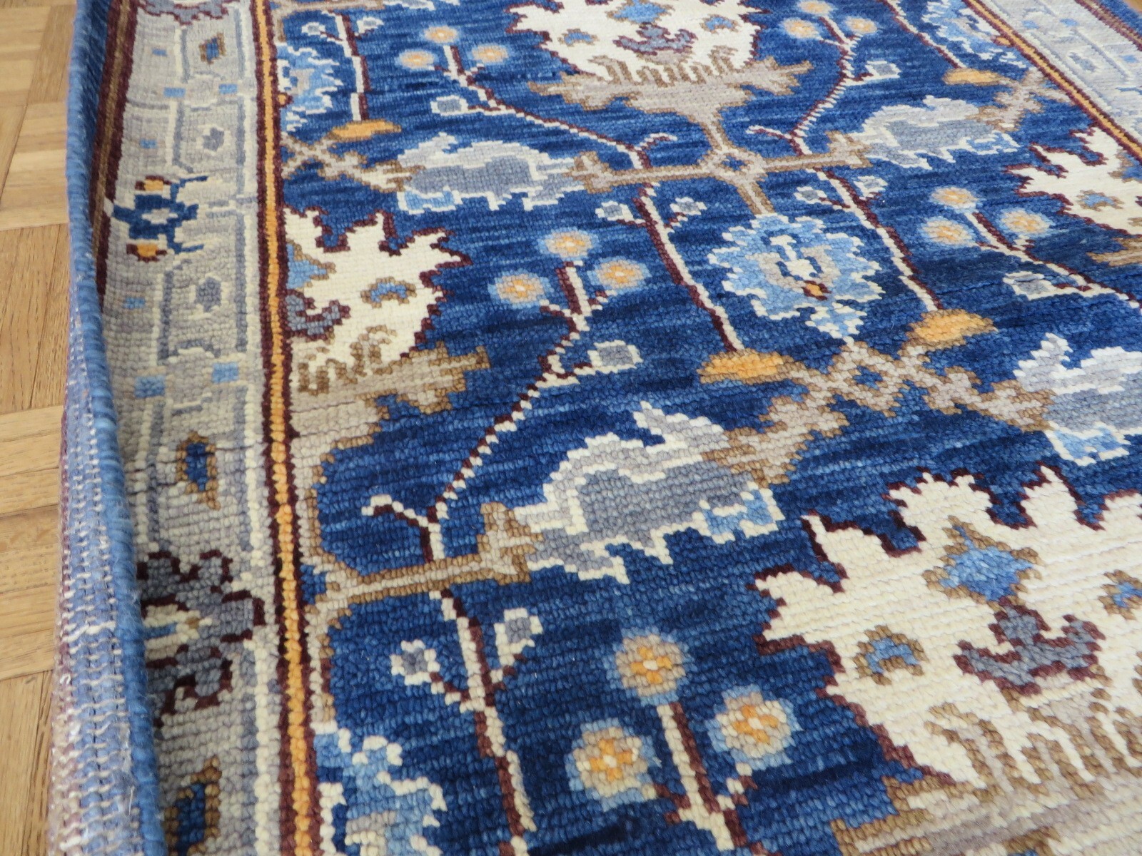 3 x 16’1 Runner Hand Knotted Navy Blue Oushak Oriental Rug G13126
