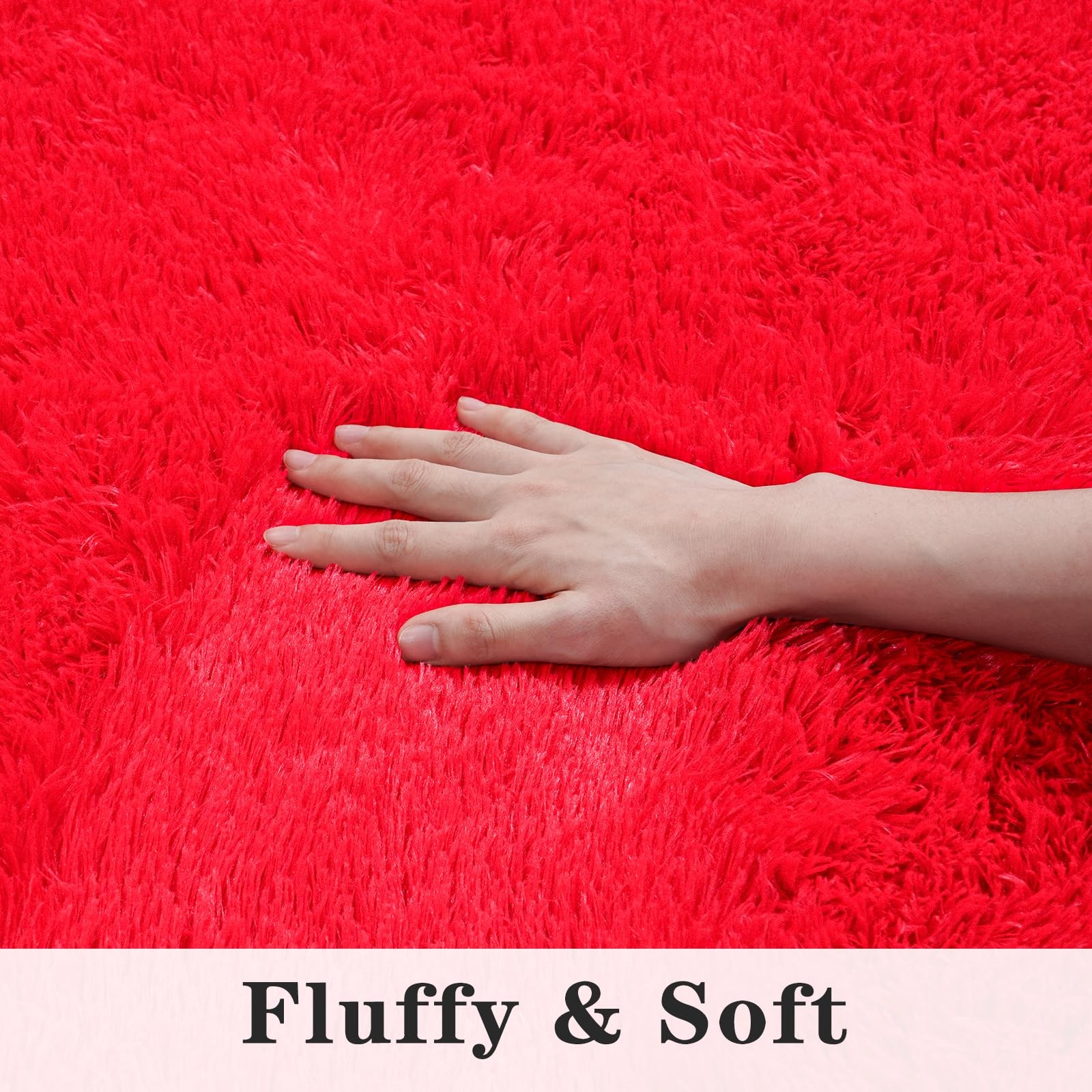 Dssimo Super Fluffy Rug for Bedroom, 4×6 Feet, Modern Shag Red Area Rugs, Soft a