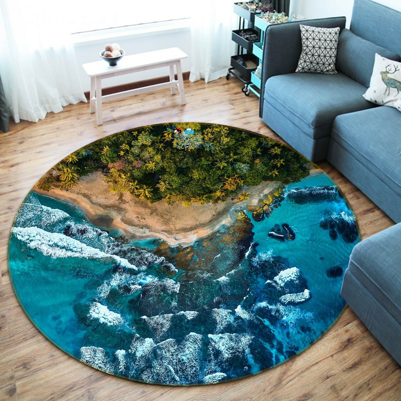 3D Seaside Forest ZHUA1968 Game Non Slip Rug Mat Photo Carpet Zoe