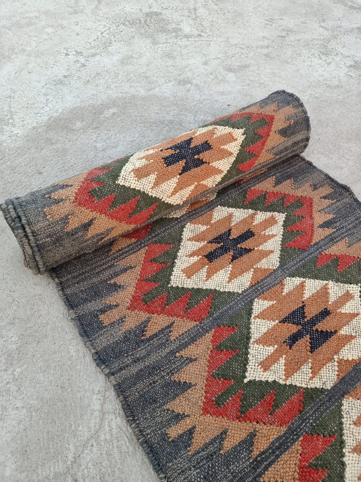 Vintage Kilim Rug aztec kilim Runner Wool Jute Rug Southwestern Stair kilim rug