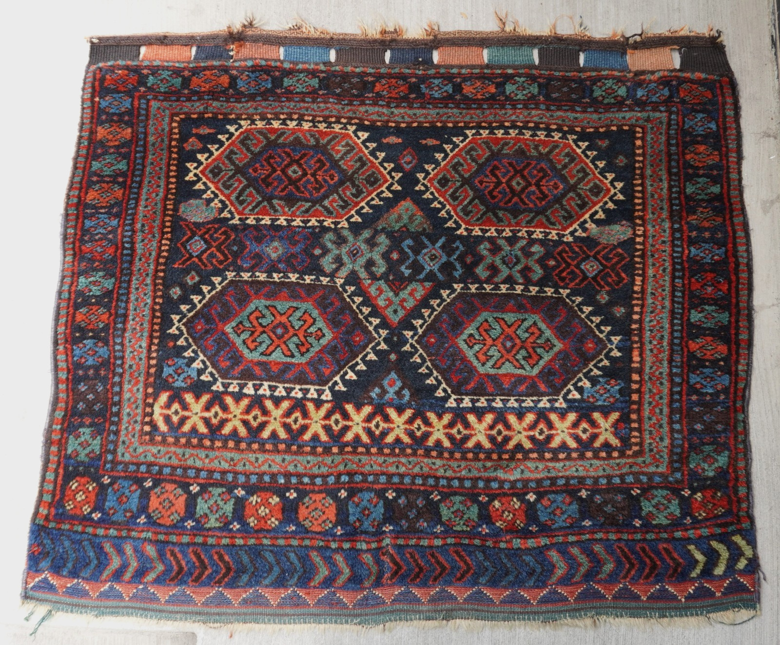 3′ x 3’6″ Rare Antique Kurdish Bag Face Hand Knotted 100% Wool Tribal Rug