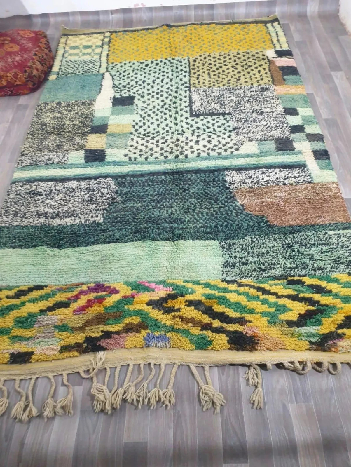 Moroccan Rug, Moroccan Wool Rug – Green Colorful Boho Handwoven
