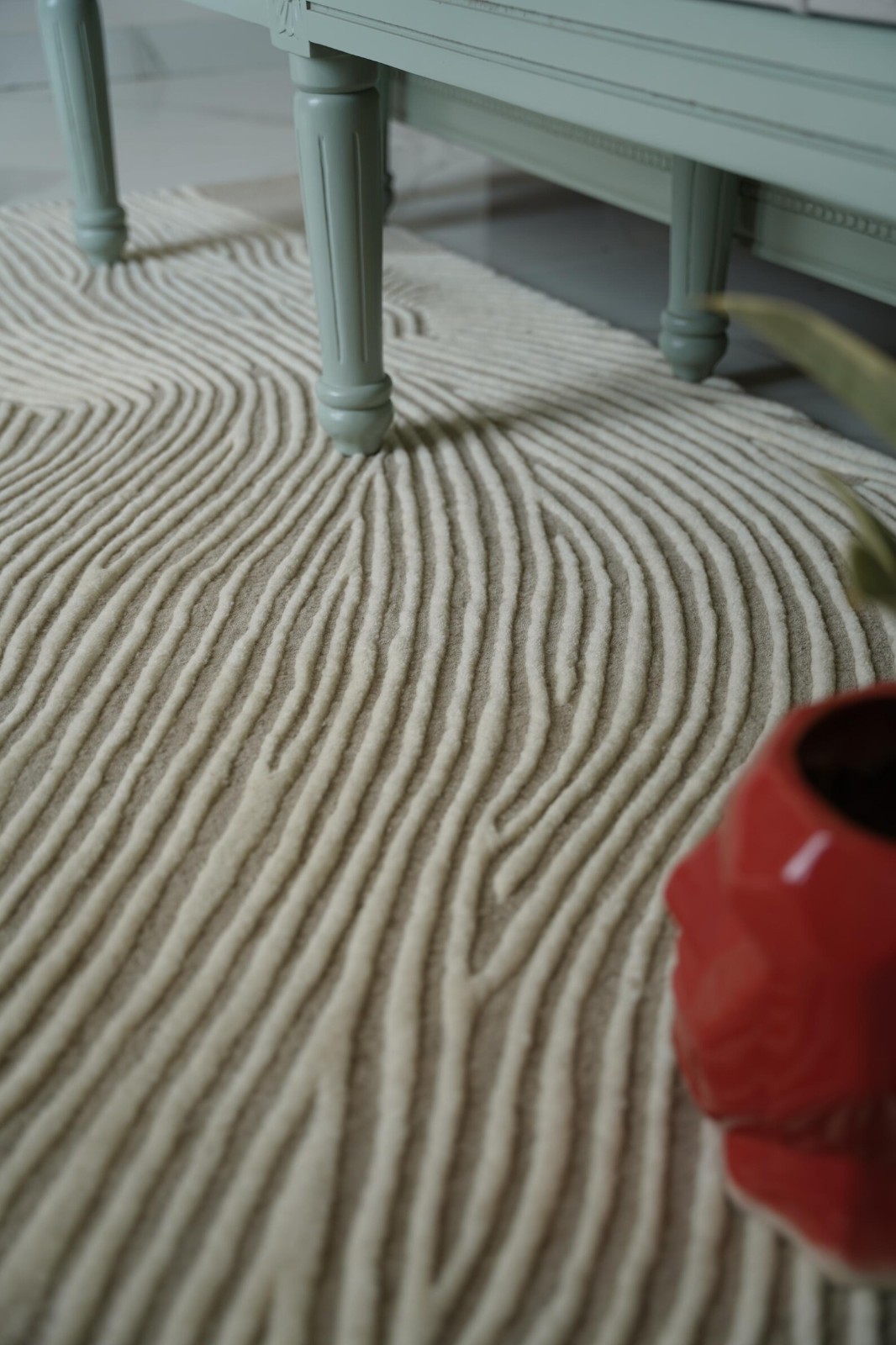 Minimalist Handmade Tufted Wool Rug | Neutral Abstract Modern Area Rug Carpet.