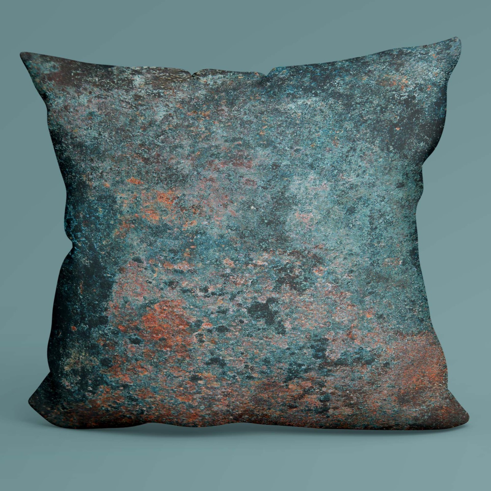 Rustic Pillow Cover, Dark Teal Art, Grunge Decor, Moody Cushion, Abstract Throw