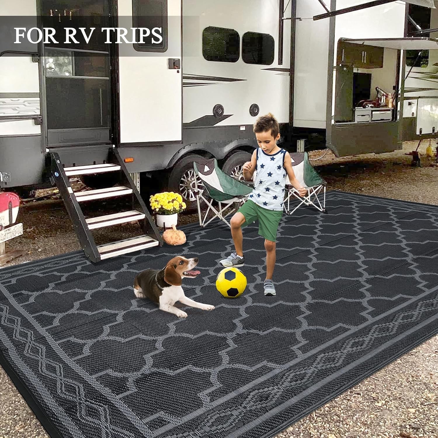 Outdoor Rug Plastic Straw Reversible Carpet Mat for Patio Camping Backyard Deck
