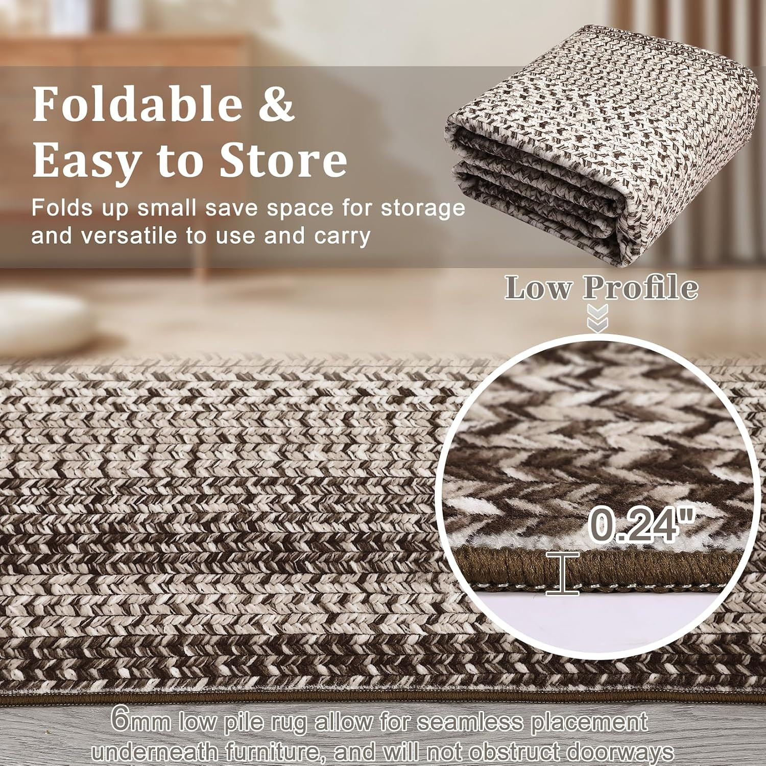 8X10 Washable Area Rug for Living Room with Rubber Backing | Stain Resistant Lar