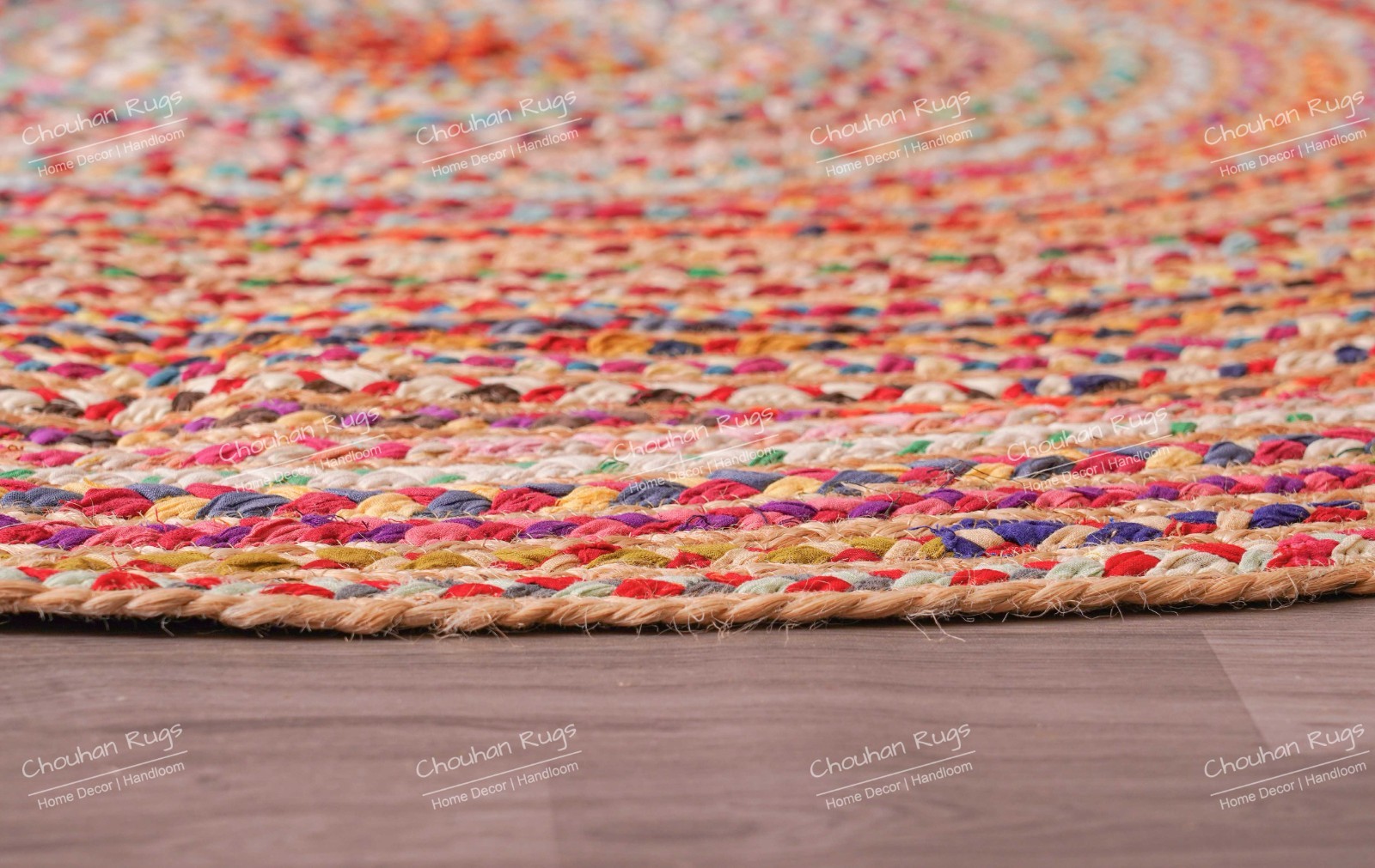 Hand Braided Chindi Jute Rug Oval Shape Reversible Boho Floor Mat Carpet