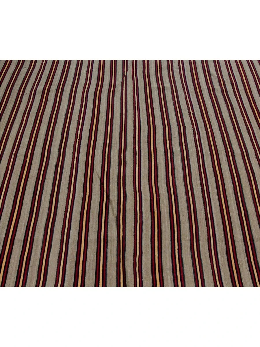 6×7 Handwoven Kilim Area Rug – Striped Pattern Wool Rug – Free US Shipping