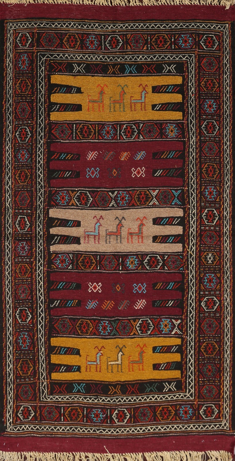 Geometric Traditional Sumak Kilim Area Rug Nomad Oriental Hand-woven Carpet 3×6