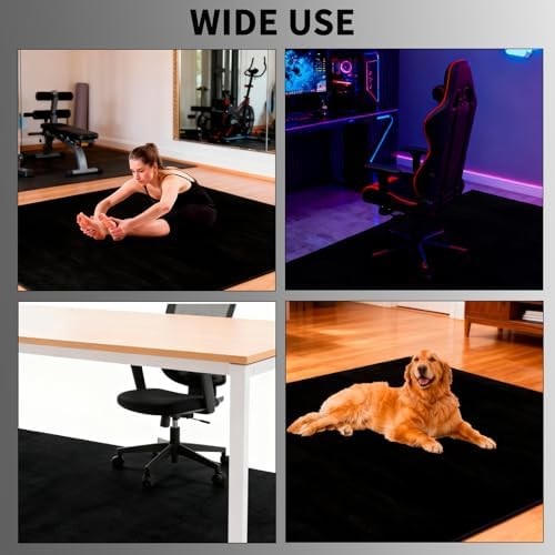 Drum Rug Mat 4 X 6 Ft： Black Soundproof Carpet with Non-Slip Bottom, Washable Fl