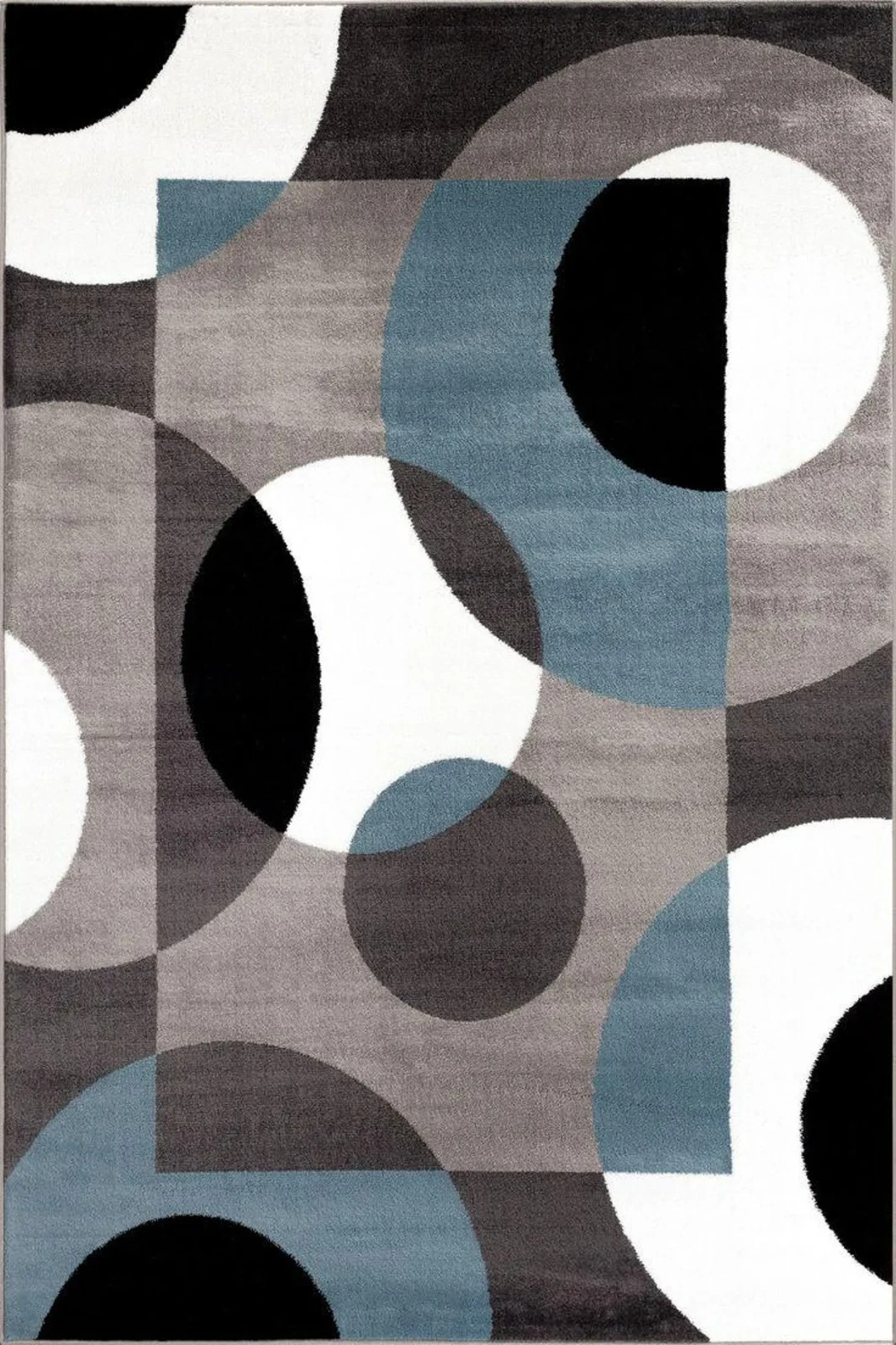 Modern Abstract Hand Tufted Rug – Blue, White & Gray Geometric Design | Premium