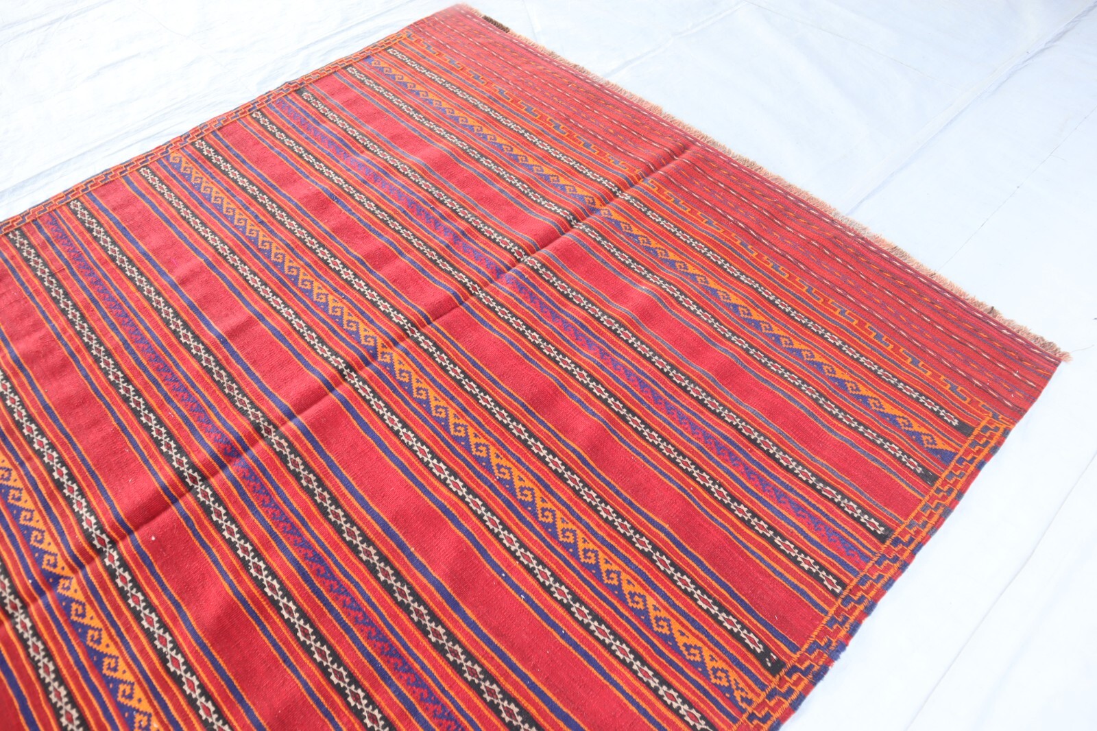 1960s Antique 5’5×7’10 ft Sumak Rug, Handwoven Rug, Oriental Striped Bedroom Rug