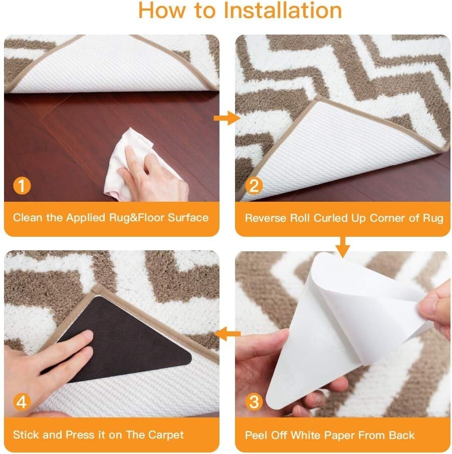 12-Pack EVA Foam Rug Grippers – No-Stick, Hardwood Safe Non-Slip Solution