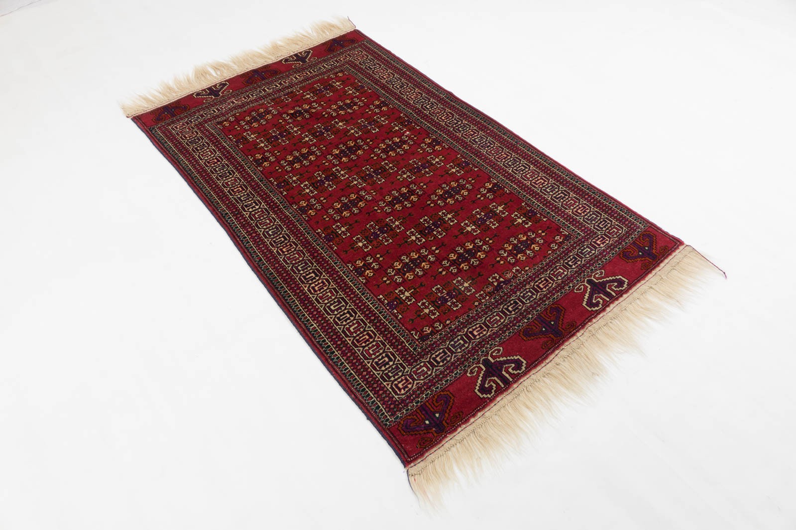 Caucasus Yamut Carpet Hand-Knotted 120×180 Red Geometric Pattern Wool
