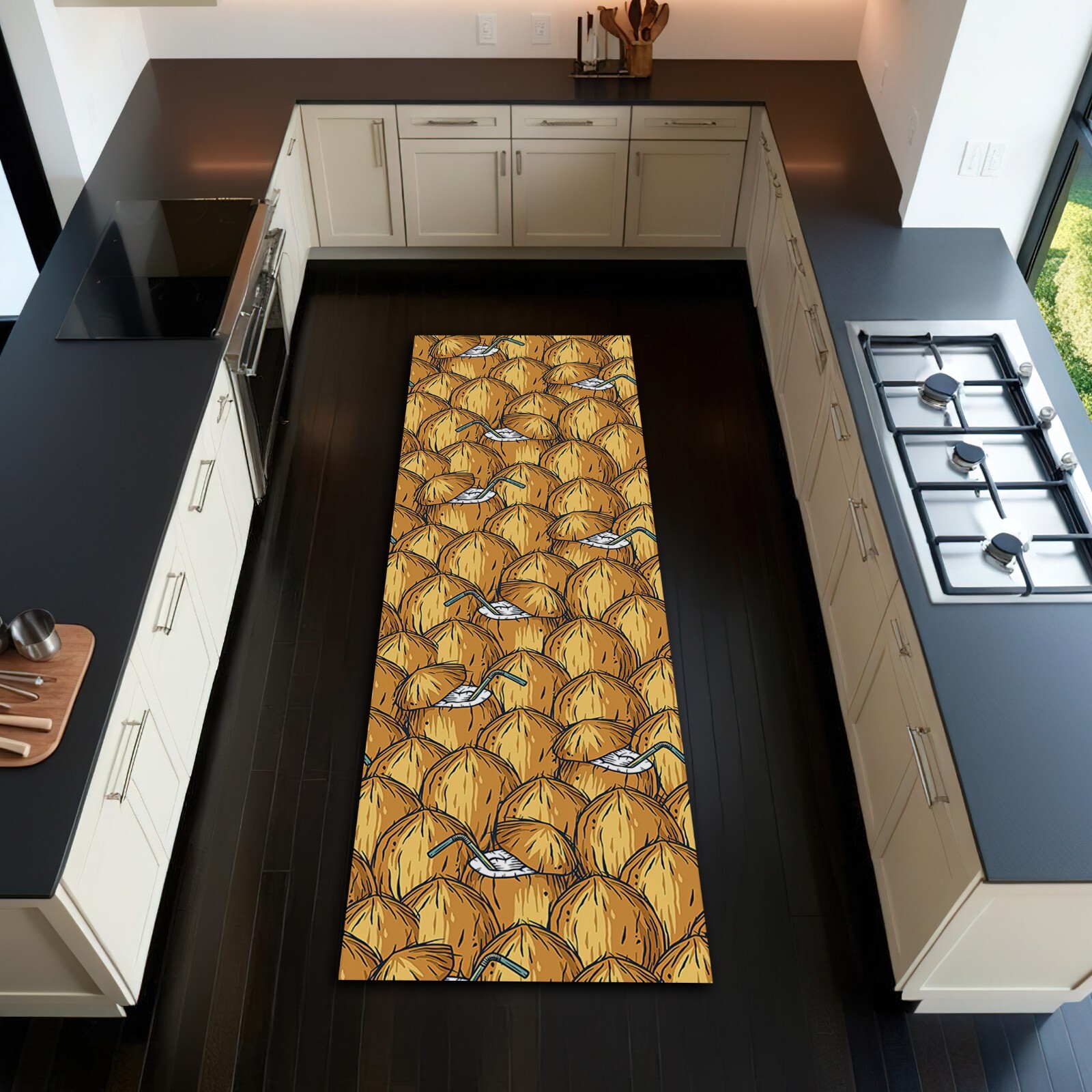 Coconut Themed Kitchen Runner Rug Fruit Mat Kindergarten Carpet Decor