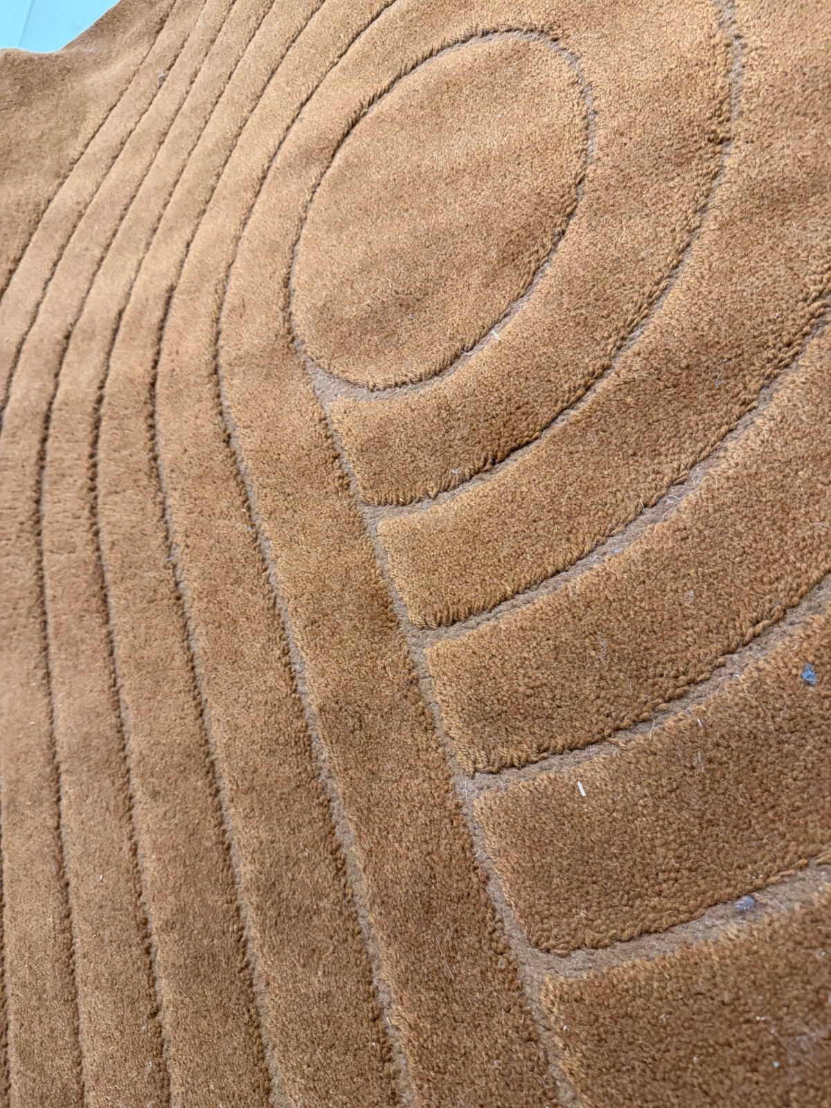 Hojer Eksport Wilton Brown Two Swirls INFINITY UNUSED Rya Rug Modern Mid Century