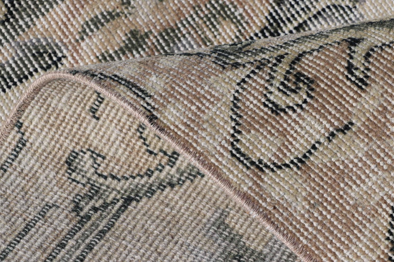Vintage Large Rug 5,4×8,8 ft, Gray Camouflage Turkish Wool Rug