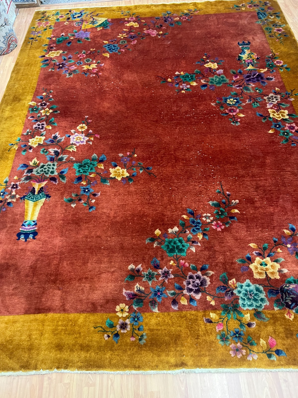 8’8″ x 11’10” Antique Chinese Art Deco Oriental Rug – 1920s – Hand Made