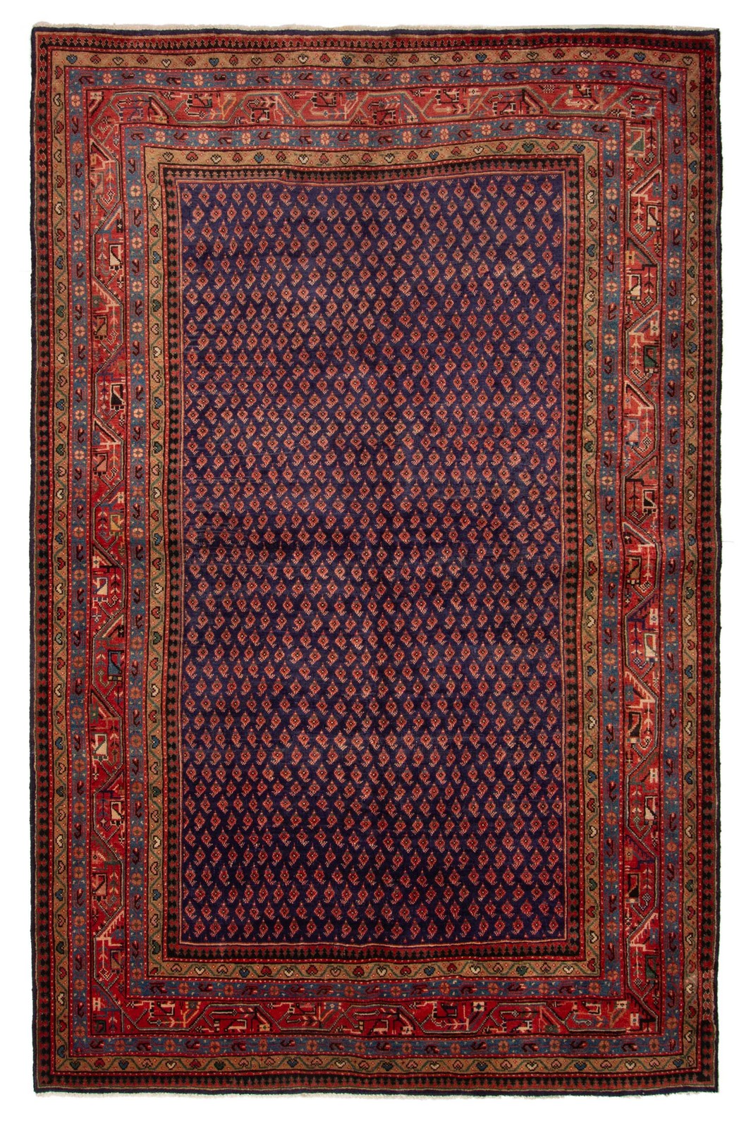 Vintage 6’9″ x 10’5″ Traditional Hand Knotted Vegetable Dye Wool Area Rug