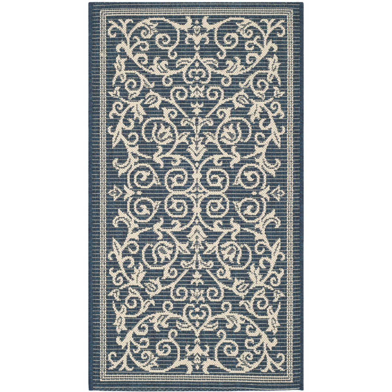 SAFAVIEH Indoor Outdoor CY2098-268 Courtyard Navy / Beige Rug