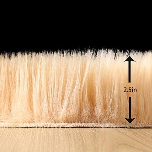 Faux Fur Rug 2 x 6 ft Brown Shaggy Sheepskin Machine Washable Fuzzy Area Rug …