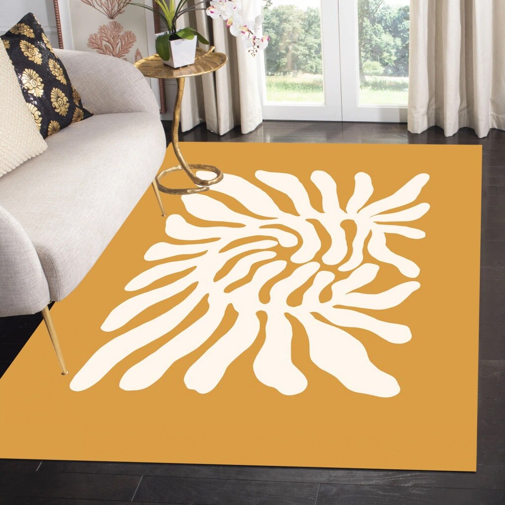 Orange White Funky Bohemian Rug Midcentury Retro Modern Deco Indoor Area Carpets