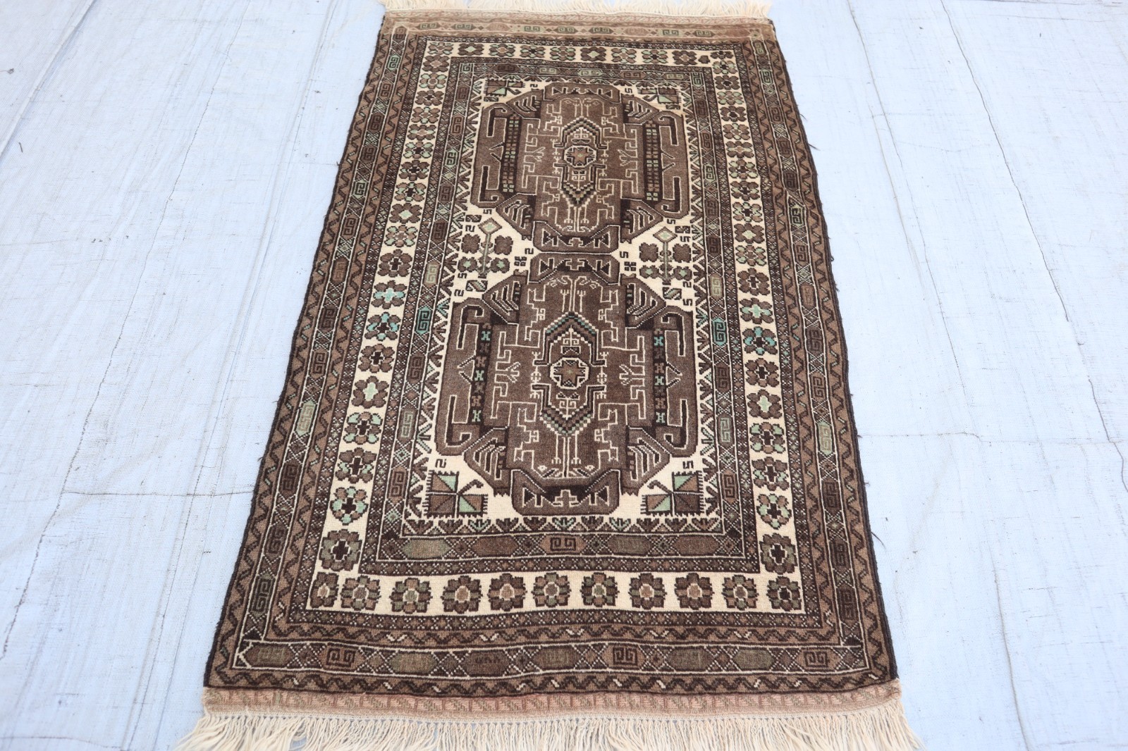 3×5 Antique Caucasian Rug, Hand Knotted Wool Distressed Faded Rug, Bedroom Rug