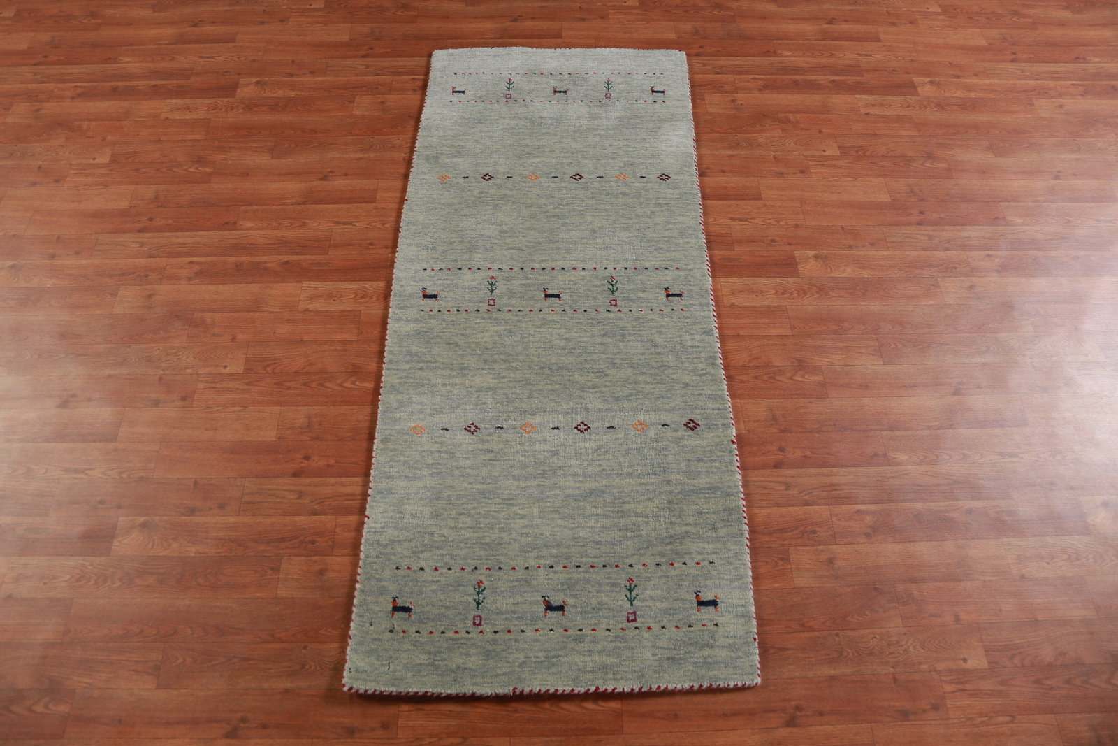 Tribal Handmade Wool Rug Gabbeh Green Carpet 3×6 ft.