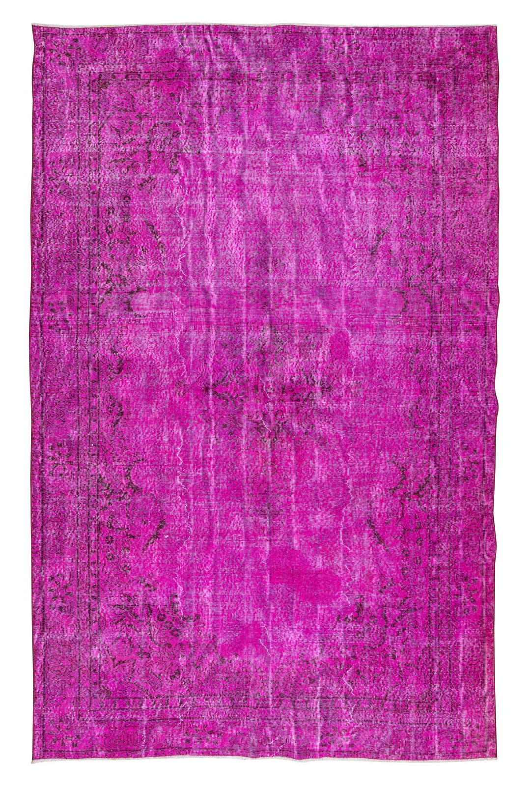6.4×10.2 Ft Anatolian Handmade Rug Over-Dyed in Fuchsia Pink 4 Modern Interiors